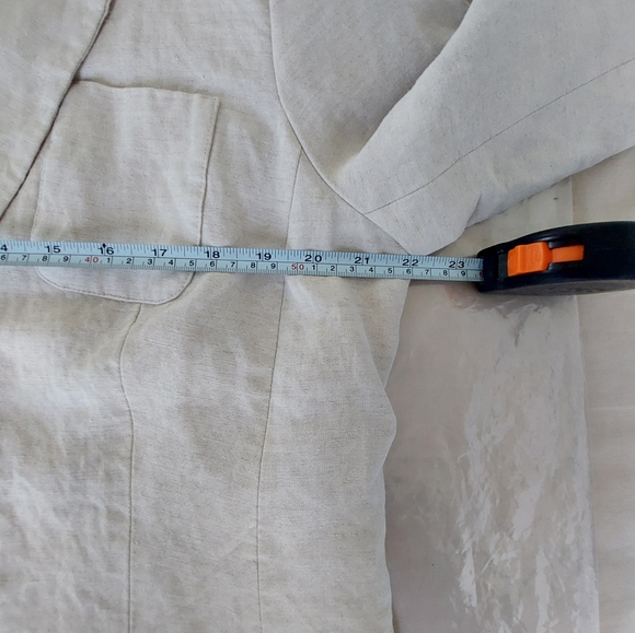 Calvin Klein Beige Linen Blend Blazer With Belt – Size 12 - Picture 5 of 14